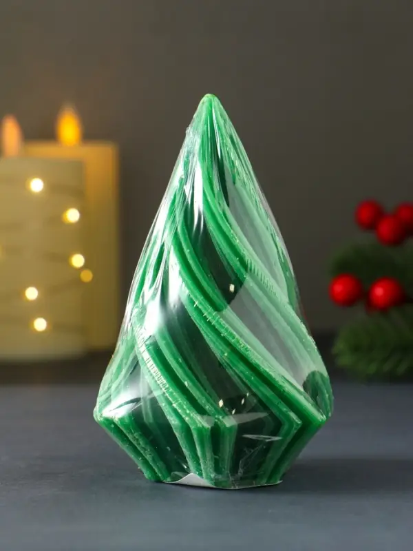 Свеча "Елочка спиралька" 110х75х65 мм, зеленая