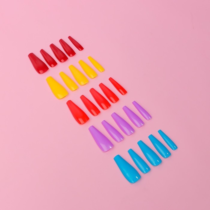 Накладные ногти «Сolorful», 100 шт, форма балерина, в контейнере, разноцветные Накладные ногти «Сolorful», 100 шт, форма балерина, в контейнере, разноцветные