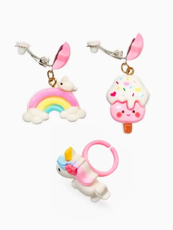 Набор детских украшений &laquo;Выбражулька. Единорог&raquo;, сладости, 3 предмета: клипсы, кольцо, бусы