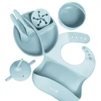 Посуда детская силиконовая, 7 предметов, голубой, Крошка Я