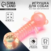 Жевательная игрушка для собак &laquo;Медвежонок&raquo;, 9&times;4.5 см, светящаяся в темноте
