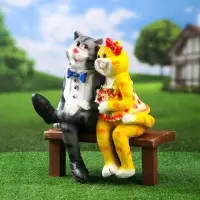 Садовая фигура из полистоуна &laquo;Коты на лавке&raquo;, 40&times;18&times;40 см