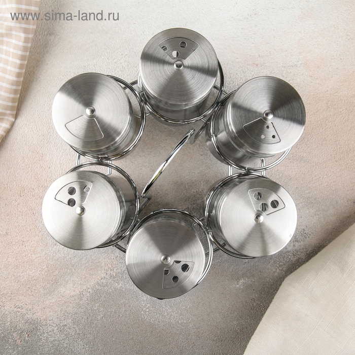 Набор для специй на подставке «Универсал», 15×12 см, 100 мл, 6 шт Набор для специй на подставке «Универсал», 15×12 см, 100 мл, 6 шт