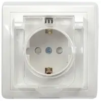 KVARTA Розетка с заземлением с защитными шторками с крышкой IP44 16А кер РСбш10-3-ККБ-44 белый GENERICA