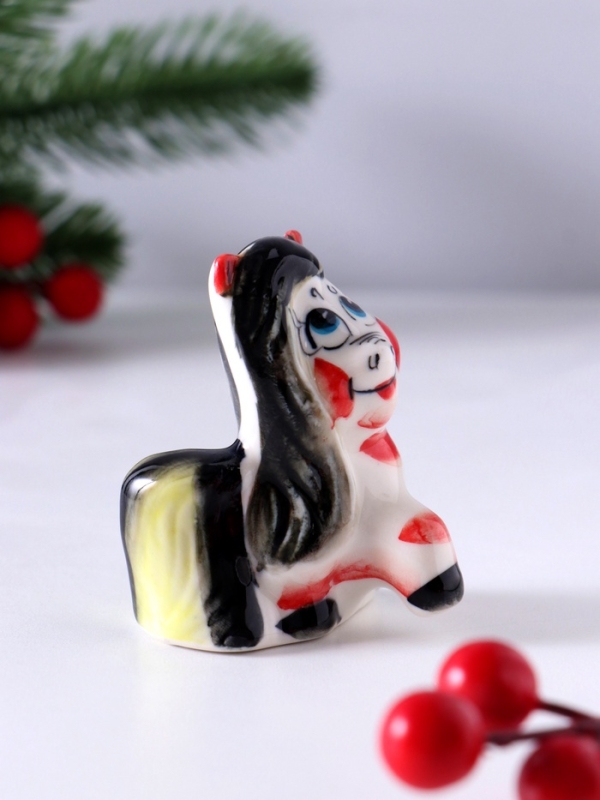 Сувенир Пони, 6,5х5х3,5 см, гжель, цвет Сувенир Пони, 6,5х5х3,5 см, гжель, цвет