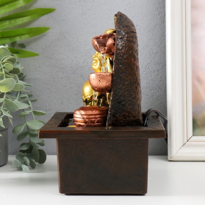 Фонтан настольный от сети Фонтан настольный от сети "Счастливый хотей со слитком золота" 13х13х20 см