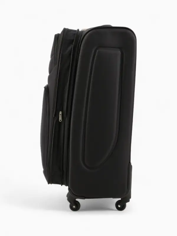 Чемодан на колёсах Royalbag большой 104 л (L), на молнии, с увеличением, кодовый замок, 4 колеса, чёрный