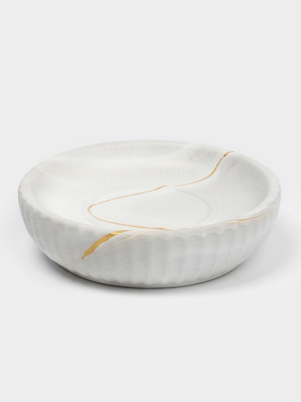 Набор для ванной "Мрамор" 4 предмета (дозатор для мыла, 2 стакана,  мыльница)