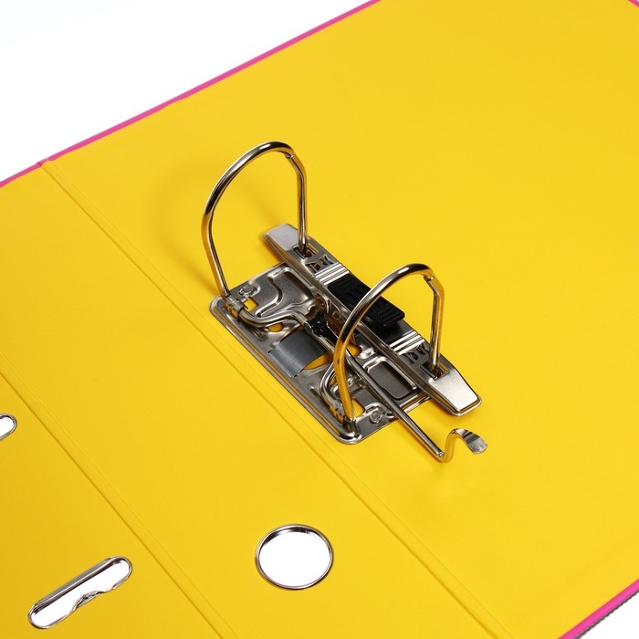 Папка-регистратор А4, 75 мм, Lamark, ПВХ, двухстороннее покрытие, металлическая окантовка, карман на корешок, собранная, розовый/желтый Папка-регистратор А4, 75 мм, Lamark, ПВХ, двухстороннее покрытие, металлическая окантовка, карман на корешок, собранная, розовый/желтый