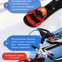 Снегокат &laquo;Twiny 2+&raquo;, графичный, со спинкой, с родительской ручкой, белый, чёрный, TW2+/ГФ Nika