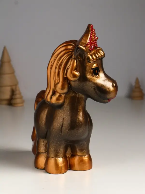 Копилка "Лошадь в кокошнике" 23х17,5х10 см, бронза