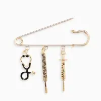 Булавка с подвесками &laquo;Медицина&raquo;, 7 см, цвет чёрный золото