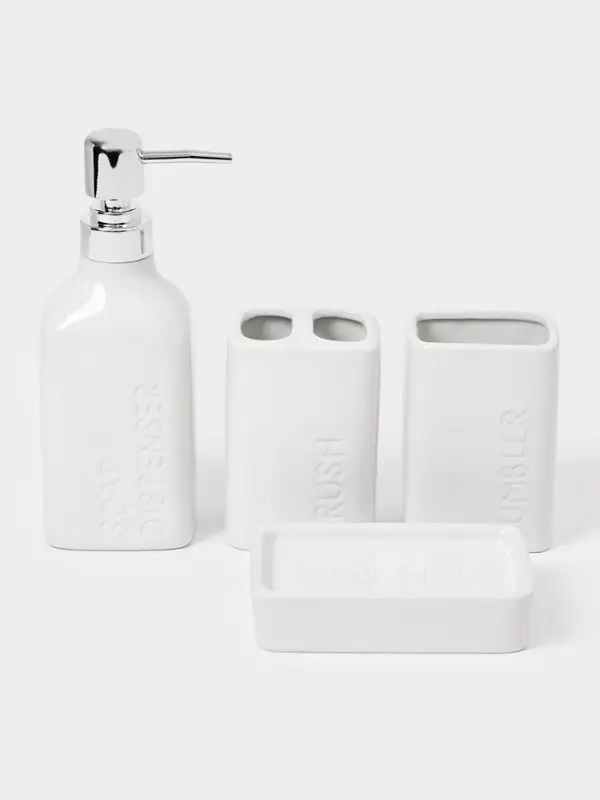 Набор для ванной &laquo;Кристаль&raquo;, 4 предмета, дозатор для мыла, 2 стакана, мыльница