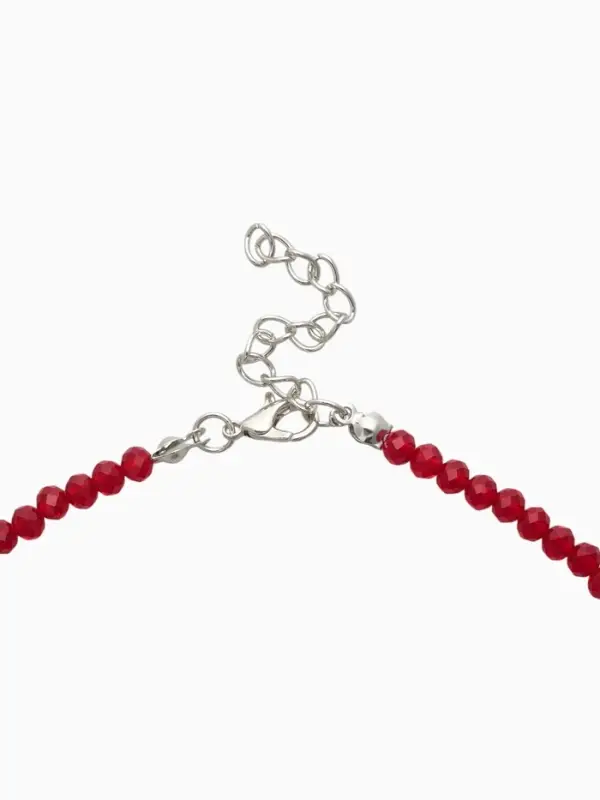 Чокер из бисера &laquo;Хрусталь&raquo;, сердце, красный в серебре, 36 см + 5 см доп, цепочка