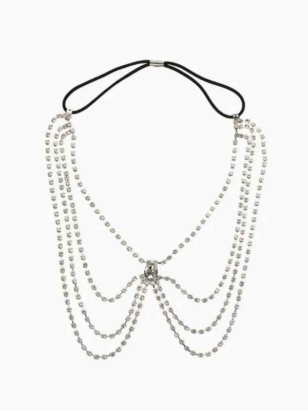 Бодичейн на бедро со стразами &laquo;Шахерезада&raquo;, белая в серебре