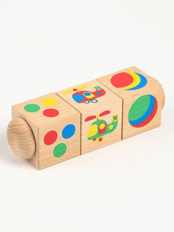 Кубики деревянные Десятое Королевство &laquo;Цвет&raquo;, на оси, 3 кубика