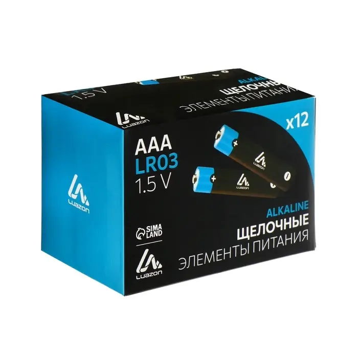 Батарейка алкалиновая (щелочная) Luazon, 6LR61, 9V, крона, блистер, 1 штука