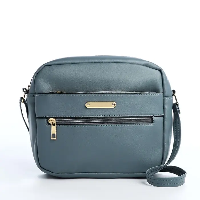 Сумка женская кросс-боди на молнии, 21&times;7.5&times;17 см, тёмно-голубая