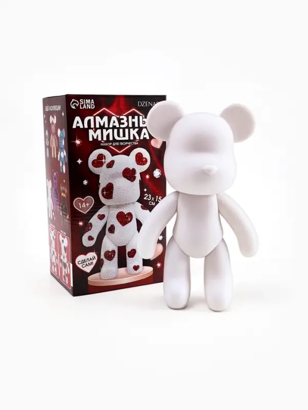 Алмазная мозаика на фигурке &laquo;Медведь с сердечками&raquo;