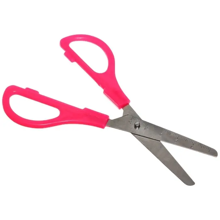 Ножницы канцелярские 13 см, пластиковые ручки, закруглённые концы с линейкой, корпус МИКС Ножницы канцелярские 13 см, пластиковые ручки, закруглённые концы с линейкой, корпус МИКС