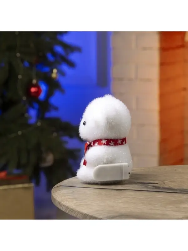 Светодиодная фигура &laquo;Медвежонок в бабочке&raquo; 9&times;12&times;8 см, флок, от батареек CR2032&times;2, свечение тёплое белое