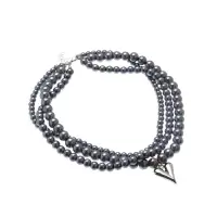 Колье "Акцент" сердце, под гематит, многослойное, цвет серый в серебре