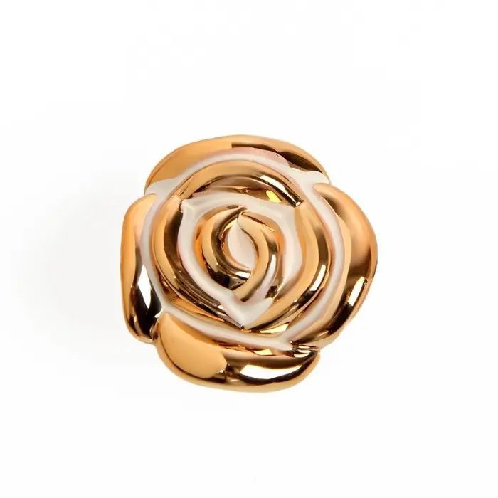 Ручка-кнопка CAPPIO Rose 01, белая с золотым Ручка-кнопка CAPPIO Rose 01, белая с золотым