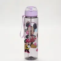 Бутылка пластиковая с трубочкой, 800 мл, фиолетовая