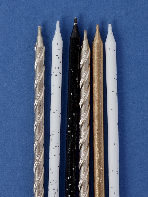 Свечи в торт Свечи в торт "Праздничное волшебство", 6 шт, белый, черный, розовое золото