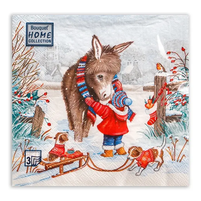 Салфетки новогодние бумажные Home Collection &laquo;Любимый друг&raquo;, 3 слоя, 33&times;33 см, 20 шт.