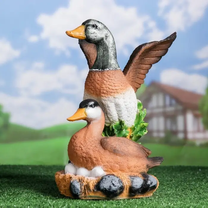 Садовая фигура из полистоуна &laquo;Утка с селезнем&raquo;, 24&times;17&times;35 см