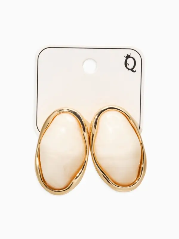 Серьги &laquo;Стиль&raquo;, овал вытянутый, белые в золоте