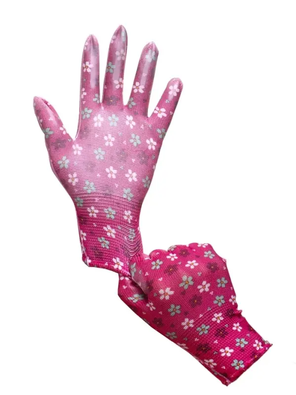 Перчатки нейлоновые, с ПВХ обливом, размер 8, МИКС, &laquo;Цветы&raquo;, Greengo