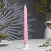 Свеча витая, 2.3&times;24.5 см, 5 ч, 50 г, светло-розовая