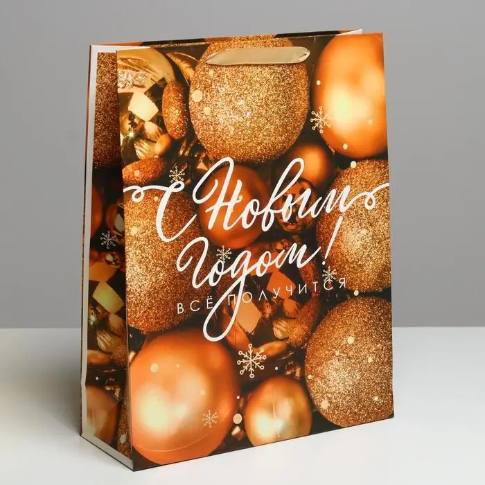 Пакет подарочный новогодний ламинированный «Всё получится!», L 31 х 40 х 11.5 см