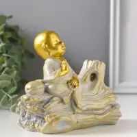 Подставка для благовоний &laquo;Хотей на коряге&raquo;, стелющийся дым, беж с патиной, 12.5&times;5.5&times;10.5 см