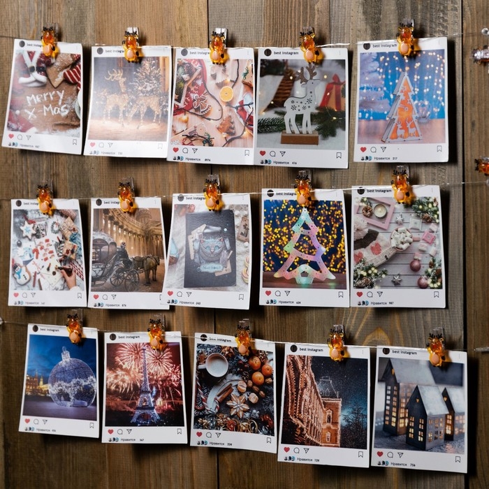 Гирлянда «Нить» 2 м роса с насадками «Прищепки-оленёнок», IP20, серебристая нить, 20 LED, батарейки ААх2 (нет в комплекте), свечение тёплое белое Гирлянда «Нить» 2 м роса с насадками «Прищепки-оленёнок», IP20, серебристая нить, 20 LED, батарейки ААх2 (нет в комплекте), свечение тёплое белое