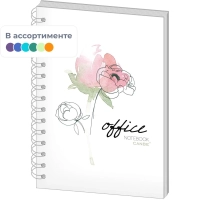 Бизнес-тетрадь 60л,кл,А5,Office Flowers,тв.пер,спир,УФ(СВА5-60OF)