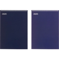 Блокнот 40л,А4,мет.гребень,однотонная обл.,ВДлак,в ассортименте