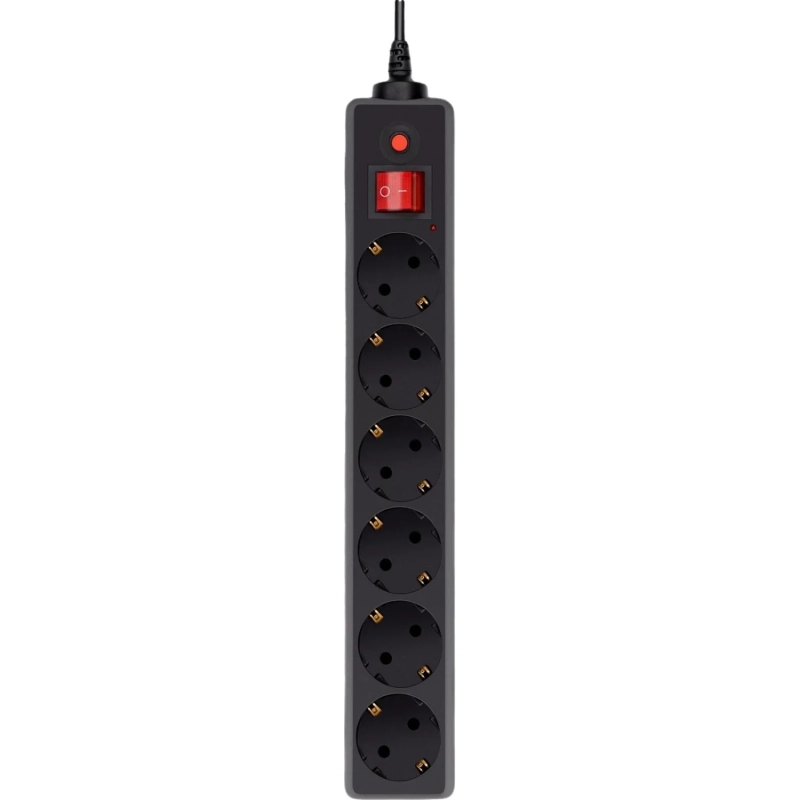 Сетевой фильтр Buro 600SH-16-1.8-B 1.8м (6 розеток) черный (коробка)