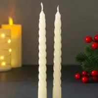 Набор свечей витых, 1.5&times;15 см, 2 шт., белый