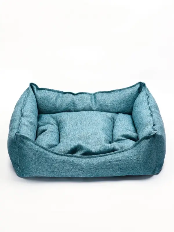 Лежанка для кошек и собак, 65&times;55&times;15 см, мебельная ткань, голубая