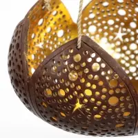Подсвечник подвесной из кокоса &laquo;Бутон&raquo;, 14&times;14&times;10 см, коричнево-золотой