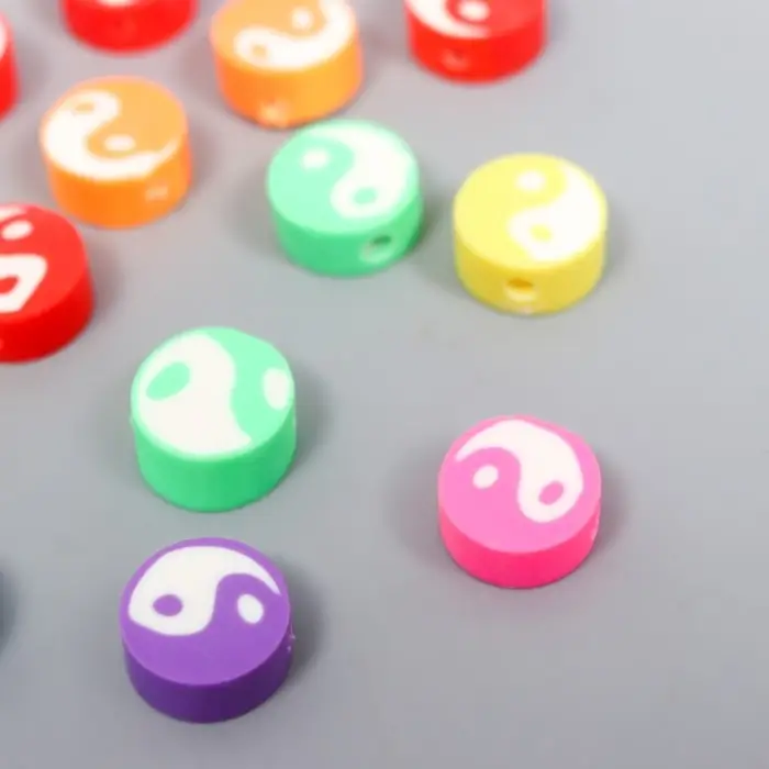 Бусины для творчества PVC  Бусины для творчества PVC "Инь-ян на круге" цветные набор 20 шт 1х1х1 см