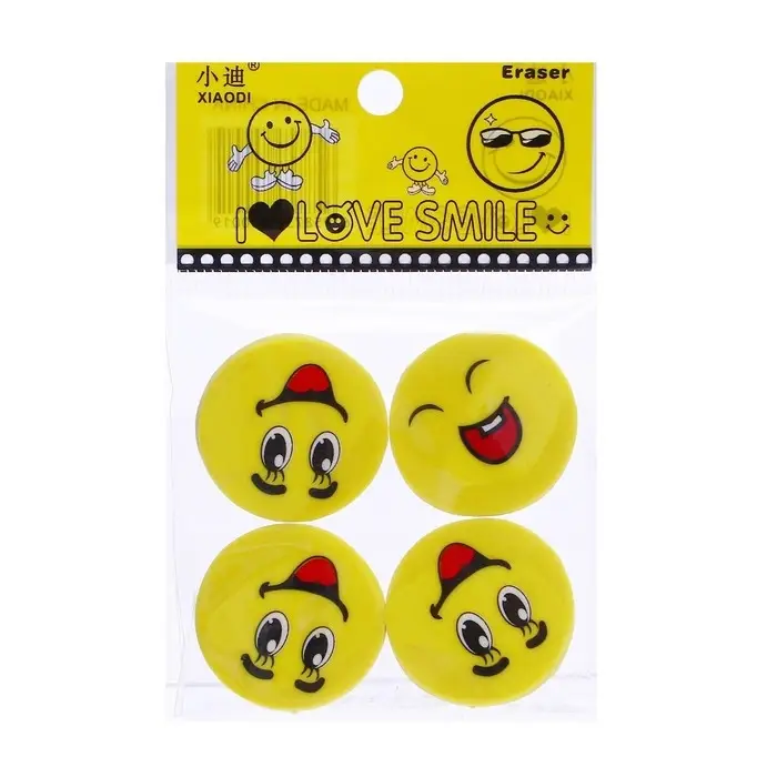 Набор ластиков фигурных Calligrata Набор ластиков фигурных Calligrata "Смайлы", 4 штуки, в блистере, МИКС