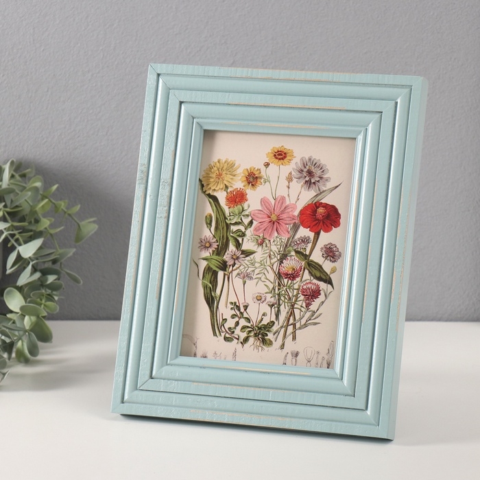 Фоторамка массив сосны 13х18 см "Иллюзия" голубой 2,3х20,5х25,5 см