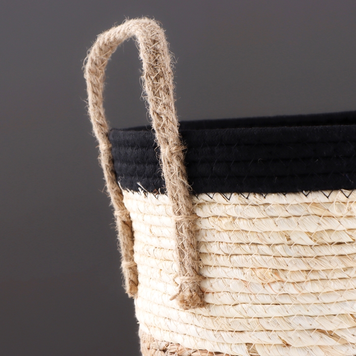 Корзина для хранения Корзина для хранения "Перу", с ручками, 26 х 22 х 21 см, натуральный, чёрный