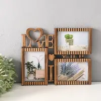 Фоторамка пластик на 3 фото 10х15 см "Я люблю тебя" тёмное золото 31,5х25,5 см