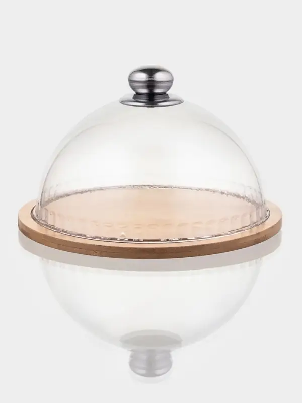 Блюдо с крышкой Доляна &laquo;Эстет&raquo;, d=23.5 см, бамбук, пластик