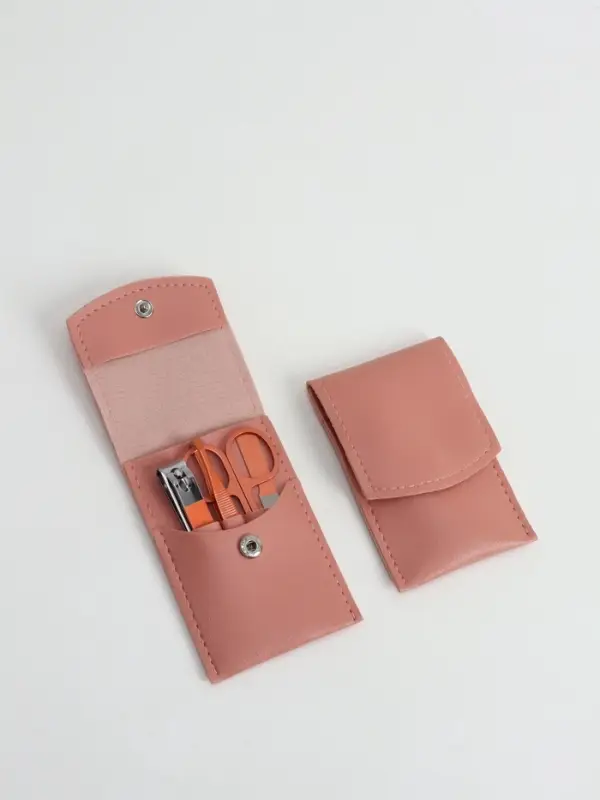 Набор маникюрный, 4 предмета, в футляре, розовый